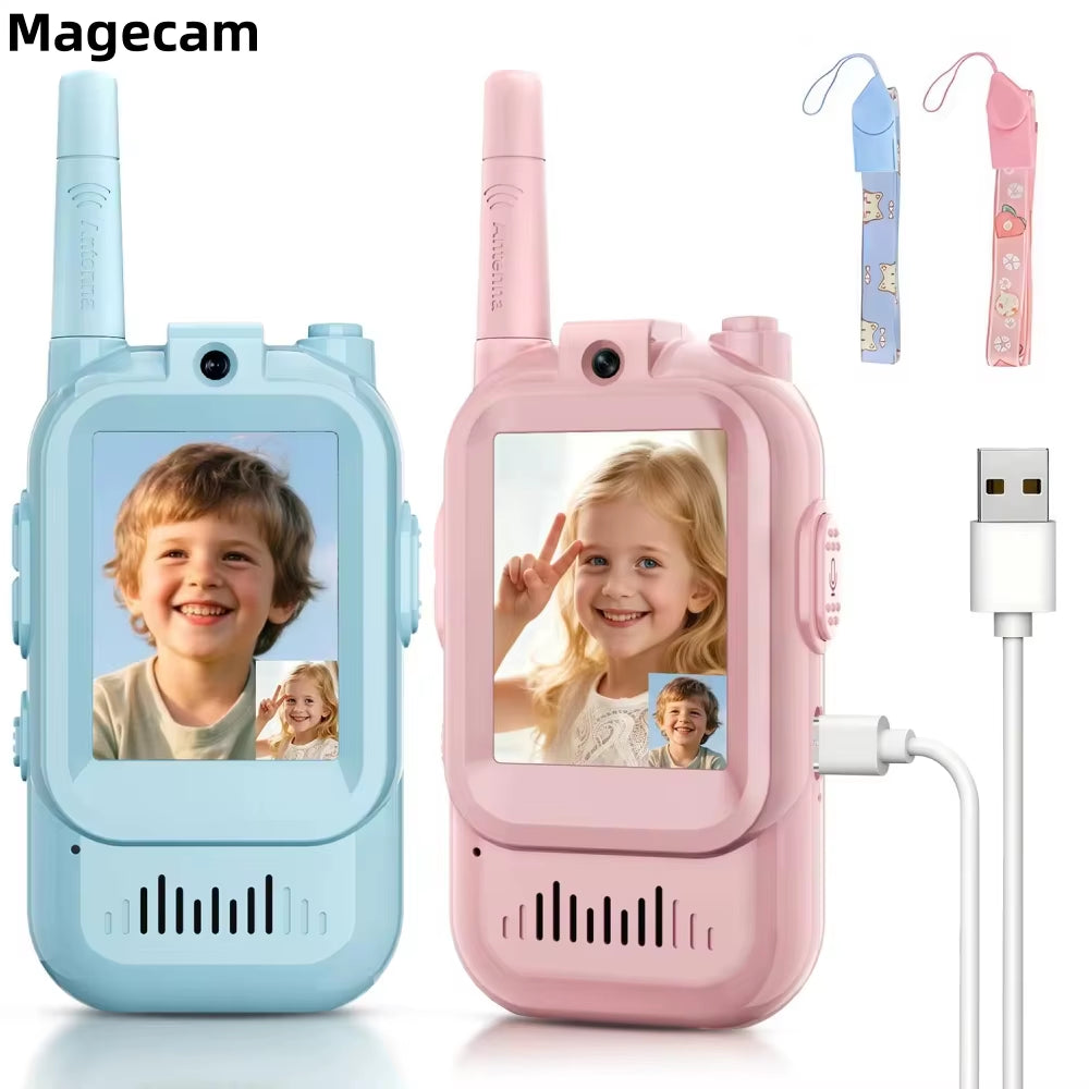Video Walkie Talkies for Kids 2 Pack Rechargeable Intercom Walkie-Talkie 2 Screen One-Click Call Child Video Intercom