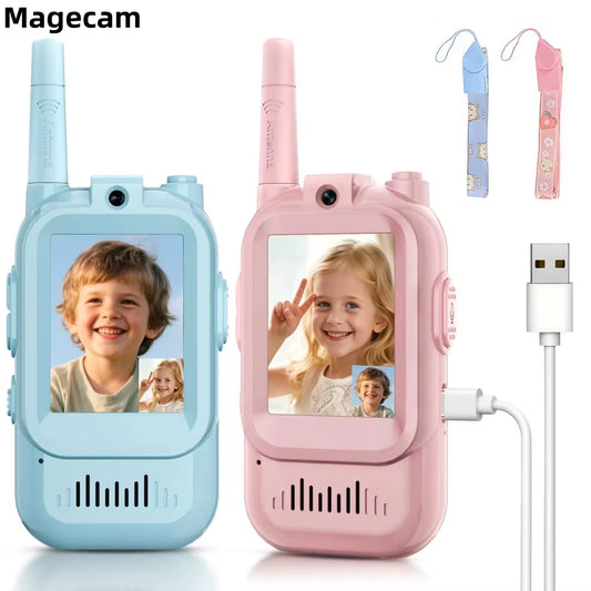 Video Walkie Talkies for Kids 2 Pack Rechargeable Intercom Walkie-Talkie 2 Screen One-Click Call Child Video Intercom