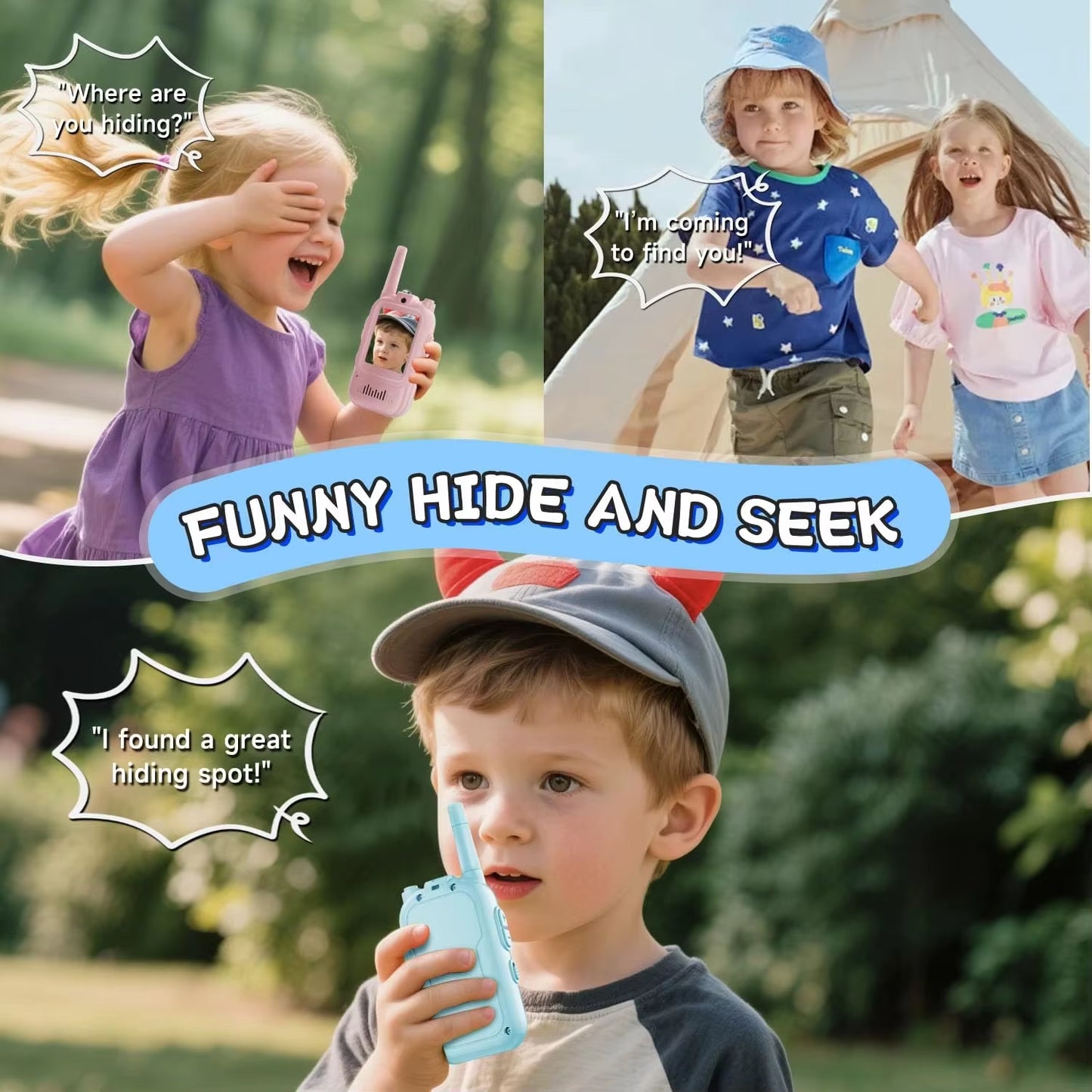 Video Walkie Talkies for Kids 2 Pack Rechargeable Intercom Walkie-Talkie 2 Screen One-Click Call Child Video Intercom
